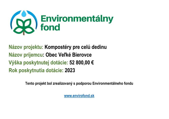 Enviromentálny fond - Projekt Kompostéry pre celú dedinu