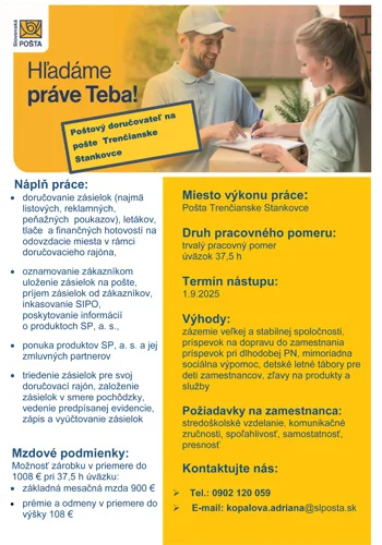 Pošta Trenčianske Stankovce   poštový doručovateľ