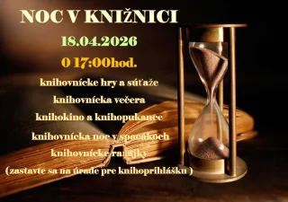 Noc v knižnici, 18.04.2026 o 17:00 hod.
