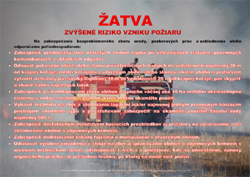 Žatva - zvýšené riziko požiaru